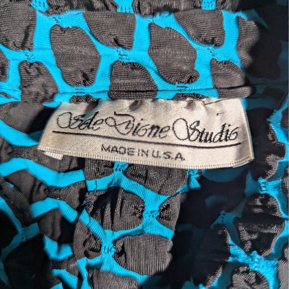 Vtg Y2K Sole Dione Studio Teal Blue Black Toggle Textured Swing Jacket Sz XL - Picture 3 of 4